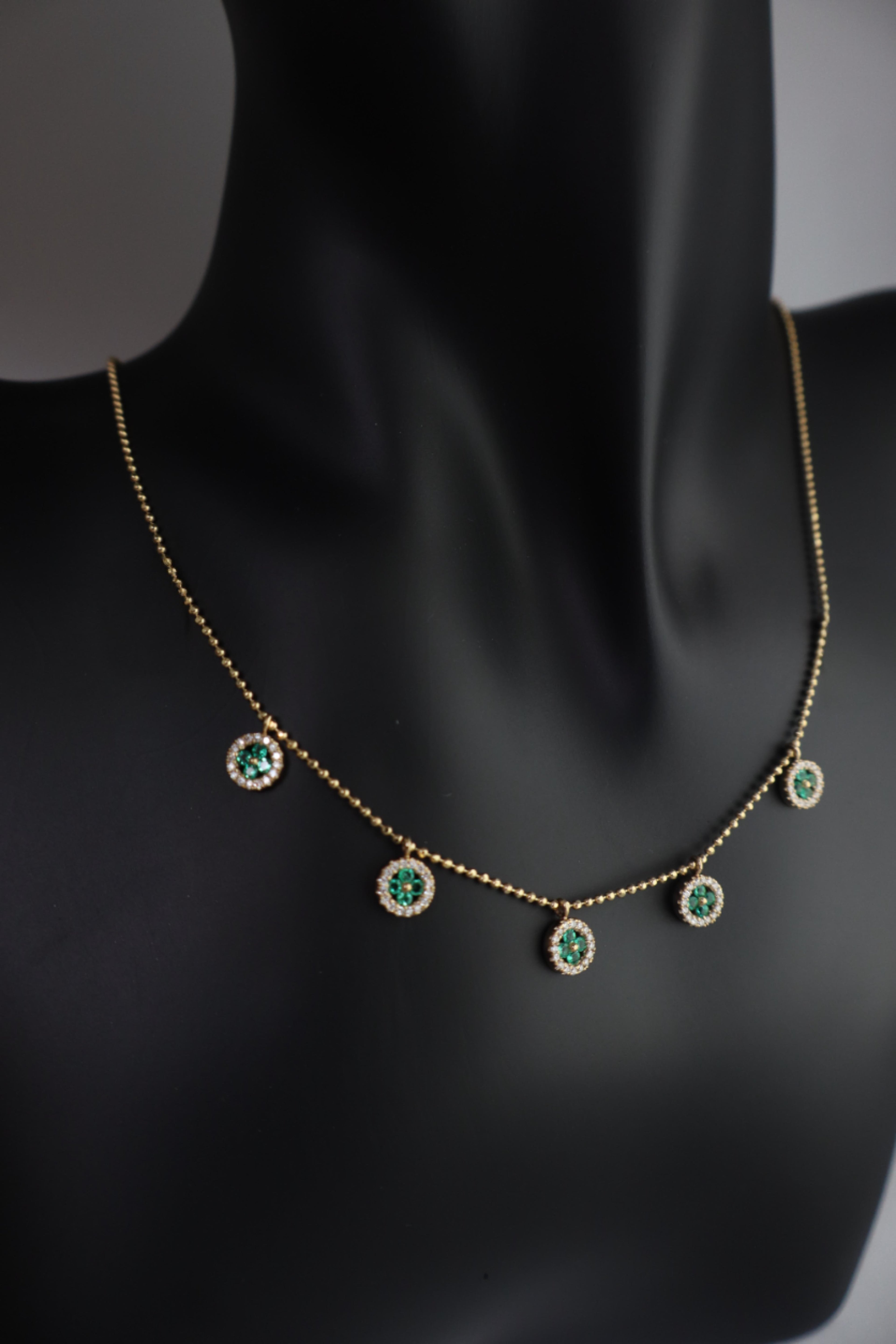 GARGANTILLA FLORES ESMERALDA - DIAMANTES